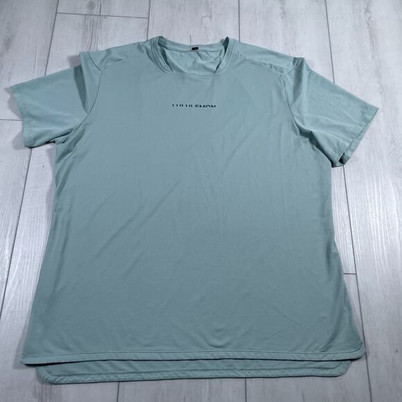 Lululemon Shirt Mens XL Square-Neck Running Short Sleeve Blue Performance - Picture 1 of 10